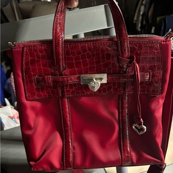 Brighton Handbags - Brighton Red Satchel Bag with Heart Charm